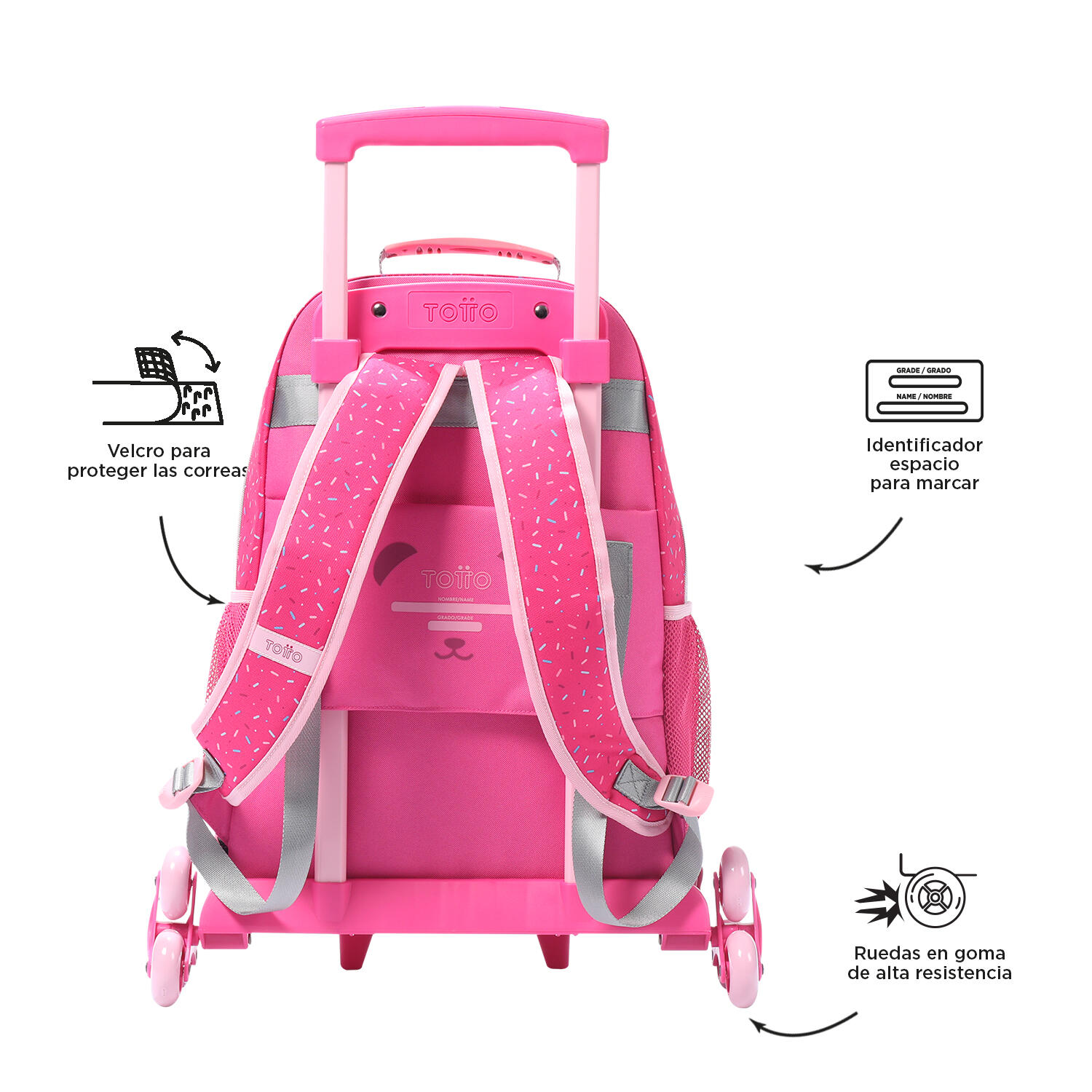 Totto Mochila infantil ruedas Sweet Panda Rosa Poliéster 33 x 47.5 x 16 cm 3/5