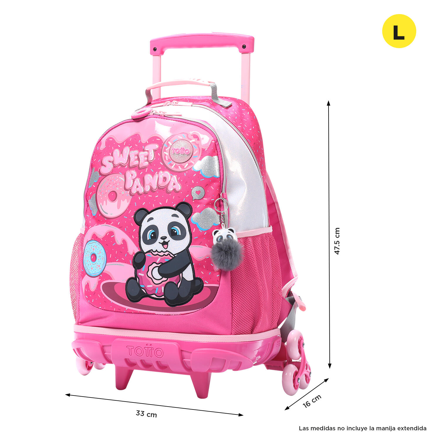 Totto Mochila infantil ruedas Sweet Panda Rosa Poliéster 33 x 47.5 x 16 cm 2/5