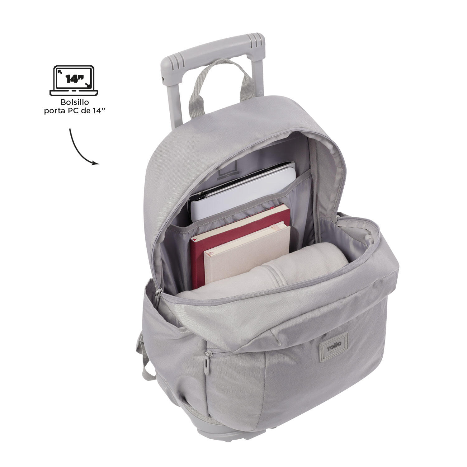 Totto Mochila escolar ruedas Trik Gris Poliéster 34 x 47 x 17 cm 5/5