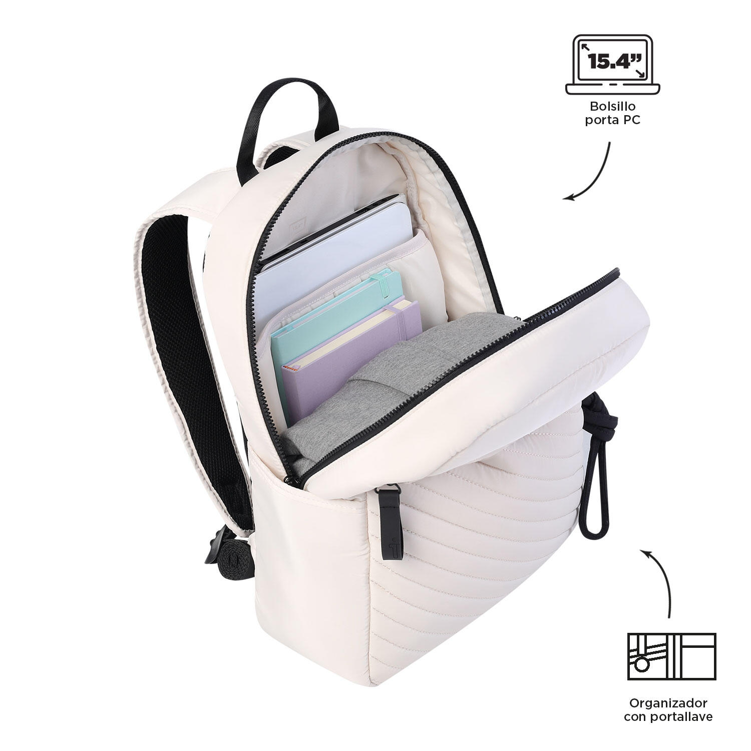 Totto Mochila urbana Arlyn White Sand Poliéster 18 x 10 x 6 cm 4/5