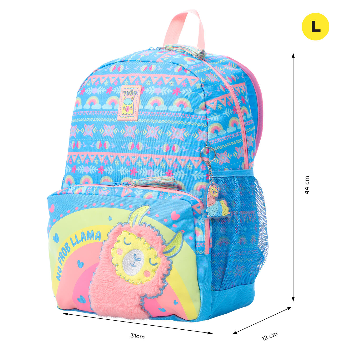 Totto Mochila Infantil Llama Azul Poliéster 31.5 x 44 x 12 cm 2/5