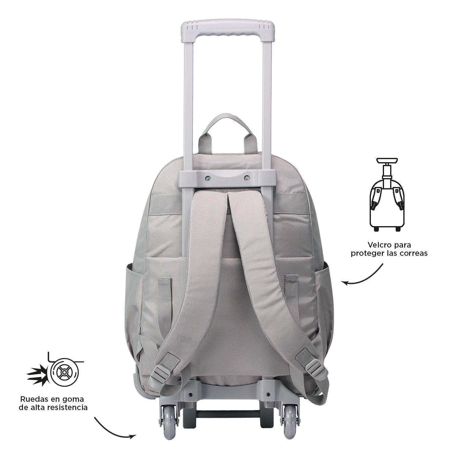 Totto Mochila escolar ruedas Trik Gris Poliéster 34 x 47 x 17 cm 4/5