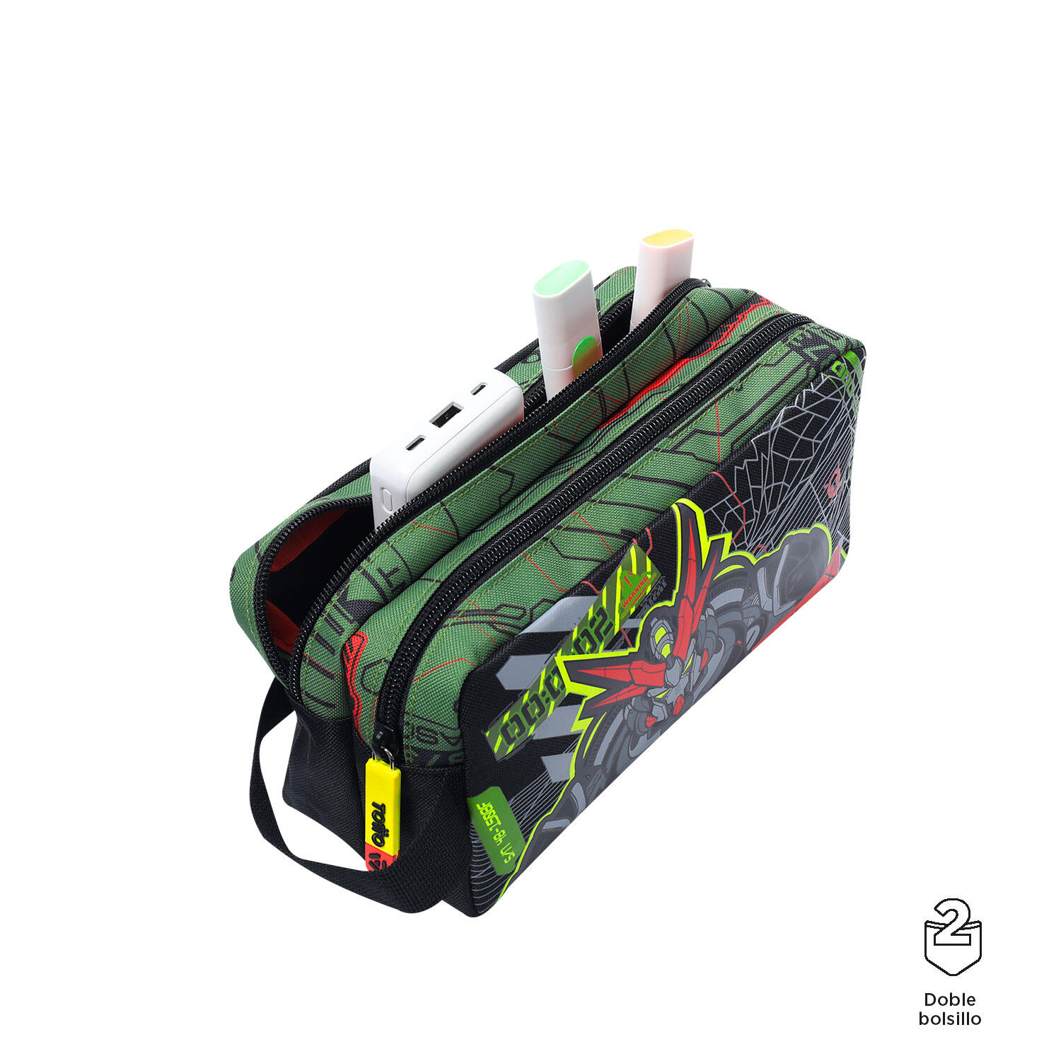Totto Estuche infantil Argon Verde Poliéster 23 x 12 x 8.5 cm 3/4