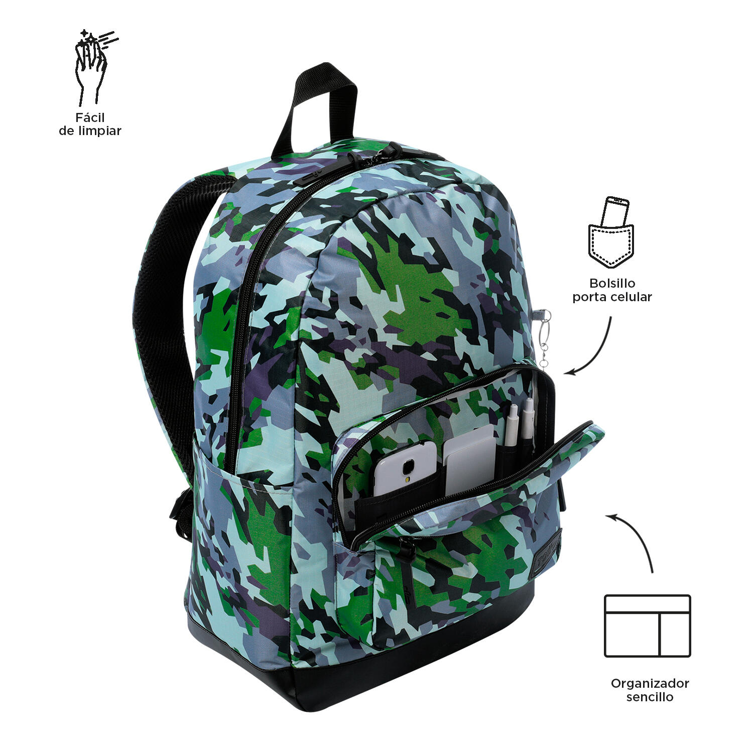 Totto Mochila urbana Tocax Camiflage Micro Chip Poliéster 30 x 44.1 x 15.5 cm 5/5