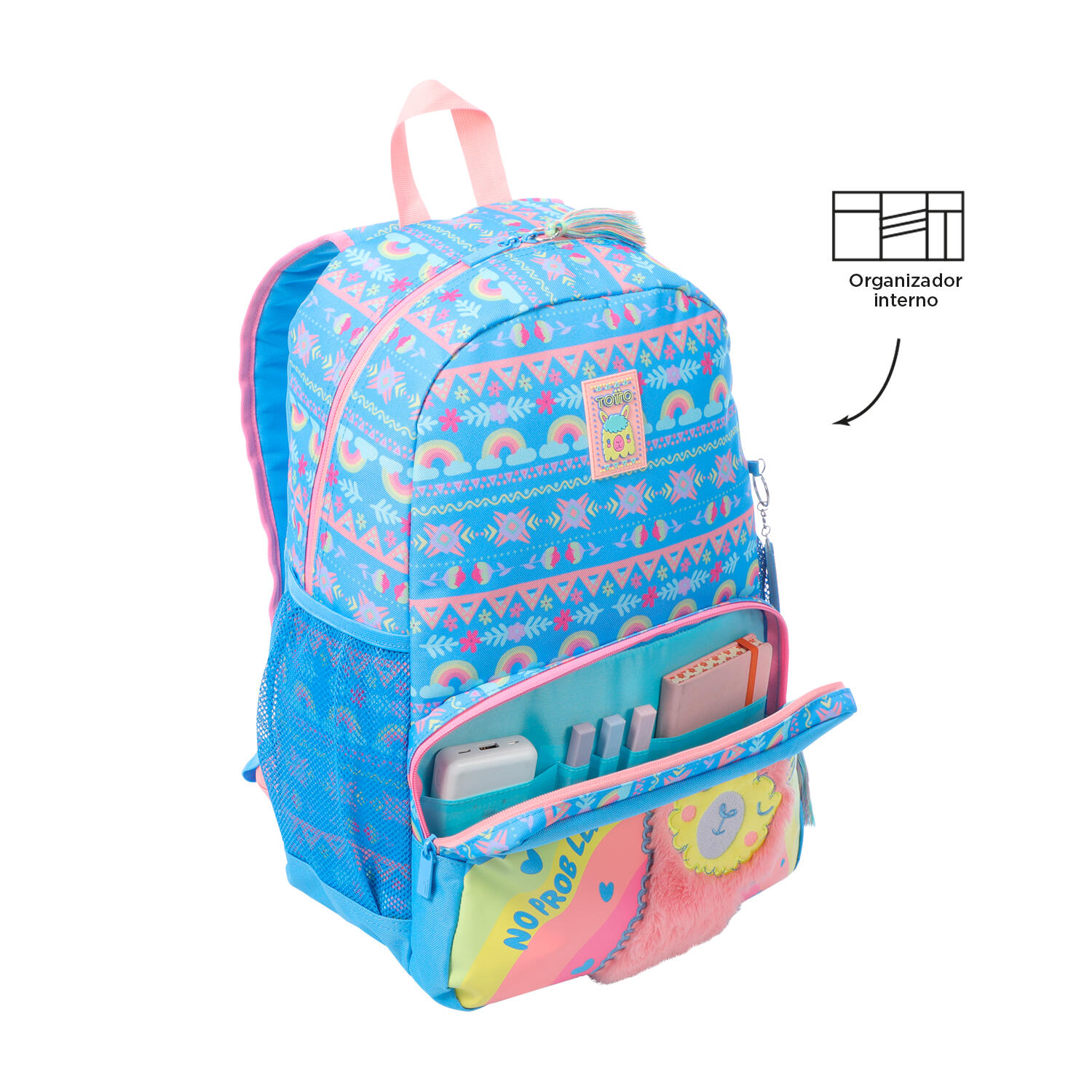 Totto Mochila Infantil Llama Azul Poliéster 31.5 x 44 x 12 cm 5/5