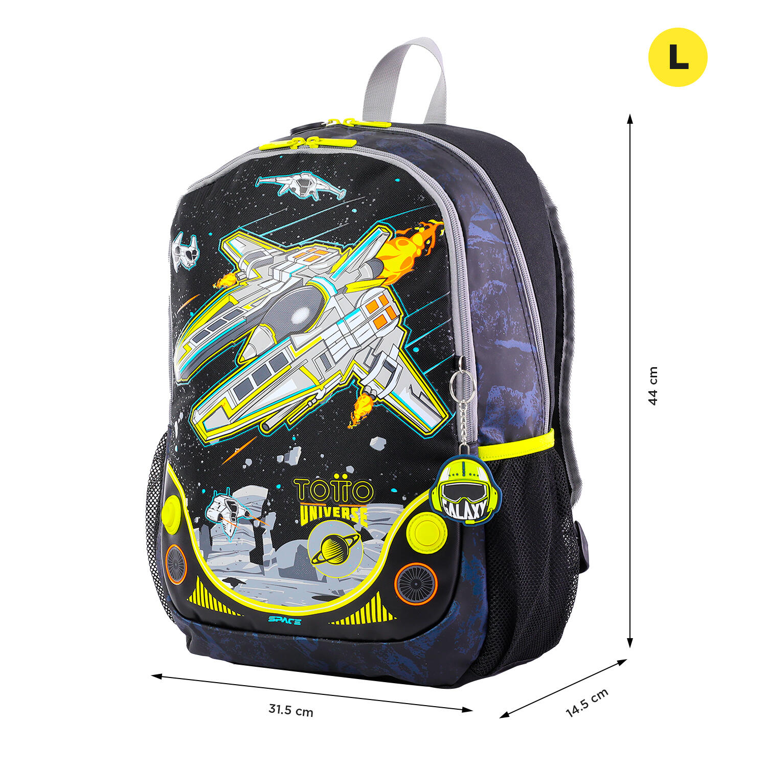 Totto Mochila escolar Spaceship Negro Poliéster 31.5 x 44 x 14.5 cm 2/5