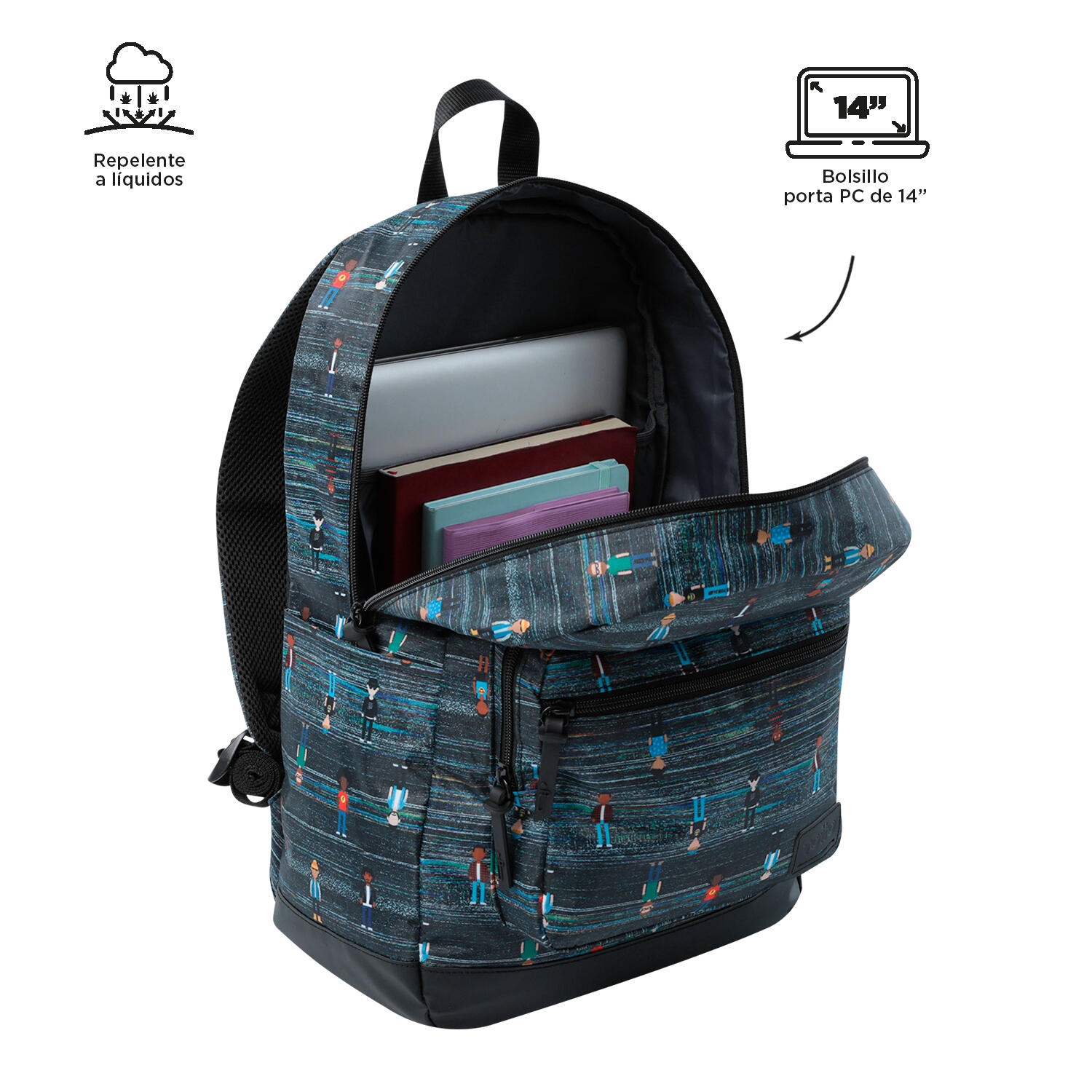 Totto Mochila urbana Tocax Many People Poliéster 30 x 44.1 x 15.5 cm 4/5