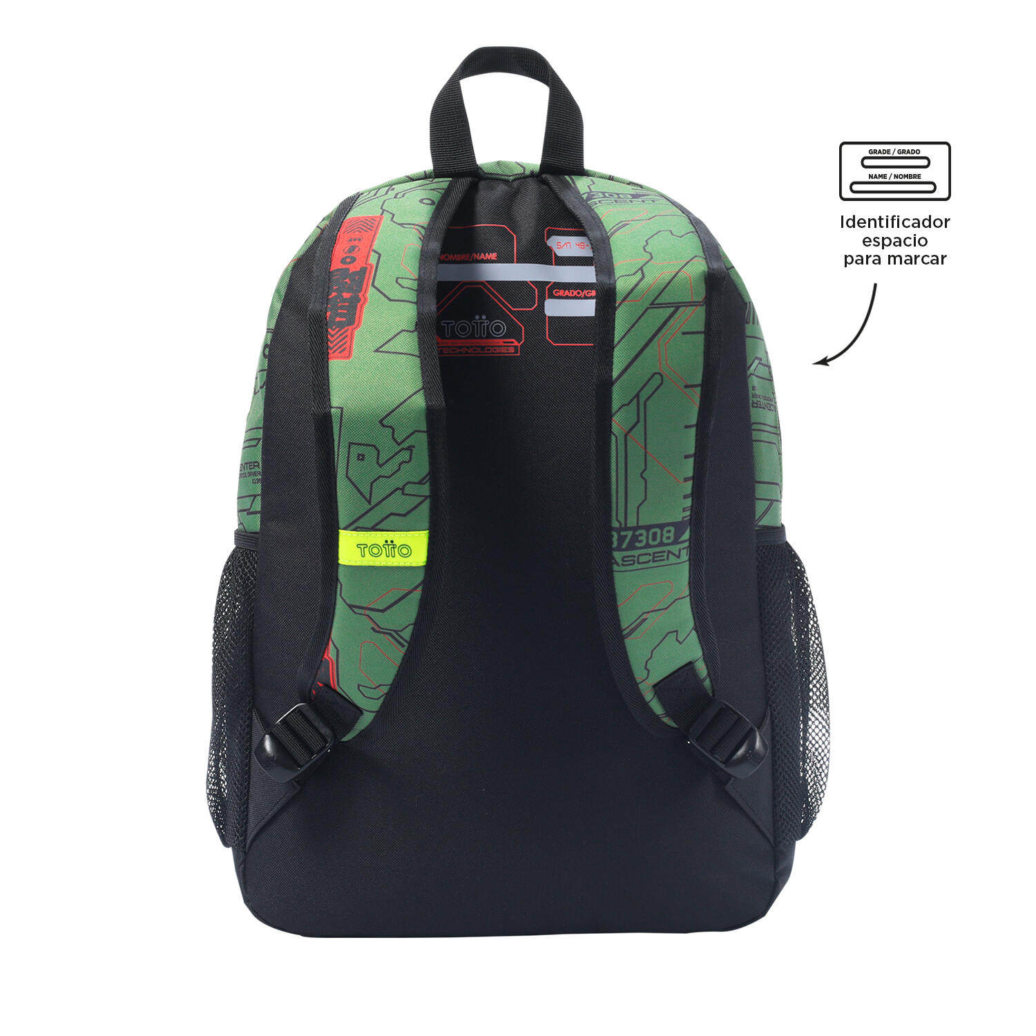 Totto Mochila infantil Argon Verde Poliéster 31.5 x 44 x 12 cm 3/5