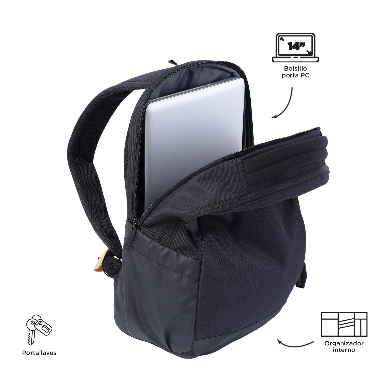 Totto Mochila ejecutiva Deleg 2.0 Negro Poliéster 31 x 43 x 14 cm 4/5
