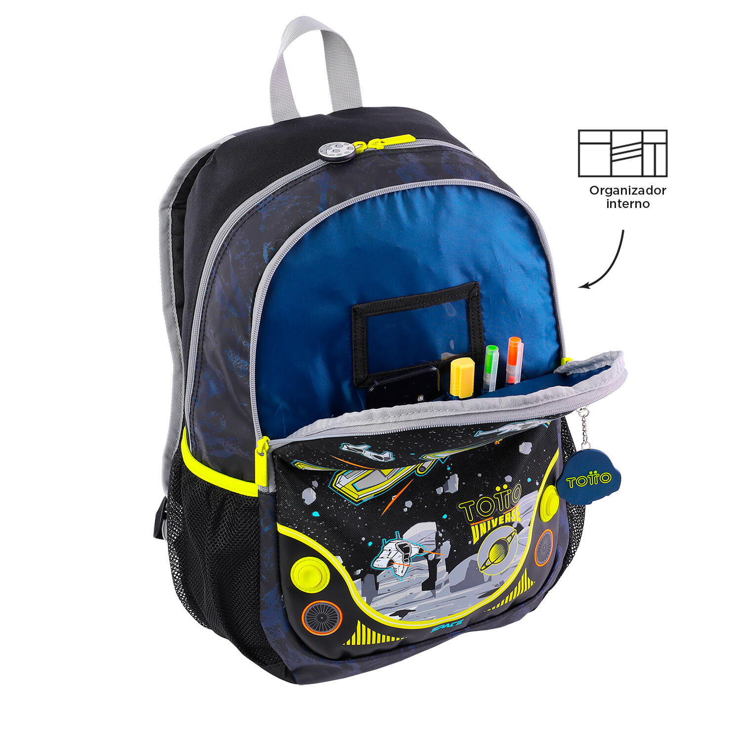 Totto Mochila escolar Spaceship Negro Poliéster 31.5 x 44 x 14.5 cm 5/5