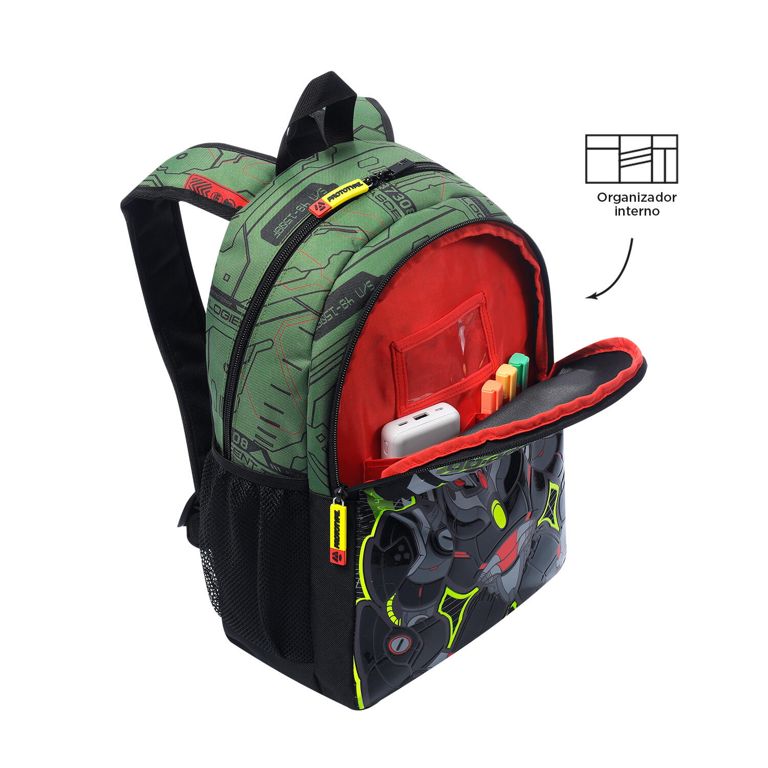 Totto Mochila infantil Argon Verde Poliéster 31.5 x 44 x 12 cm 5/5