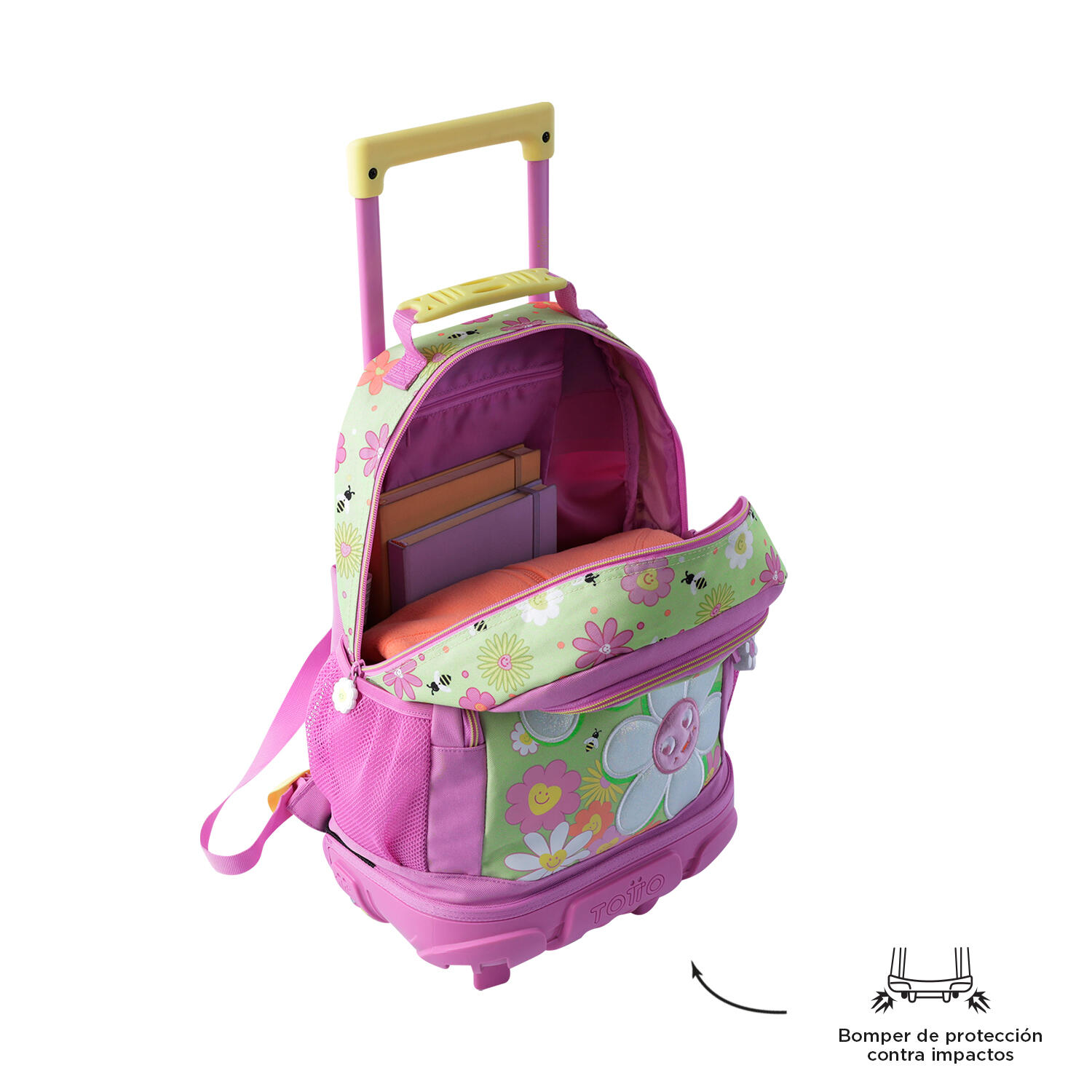 Totto Mochila infantil ruedas Margarita Verde Poliéster 28.5 x 41 x 12.5 cm 4/5