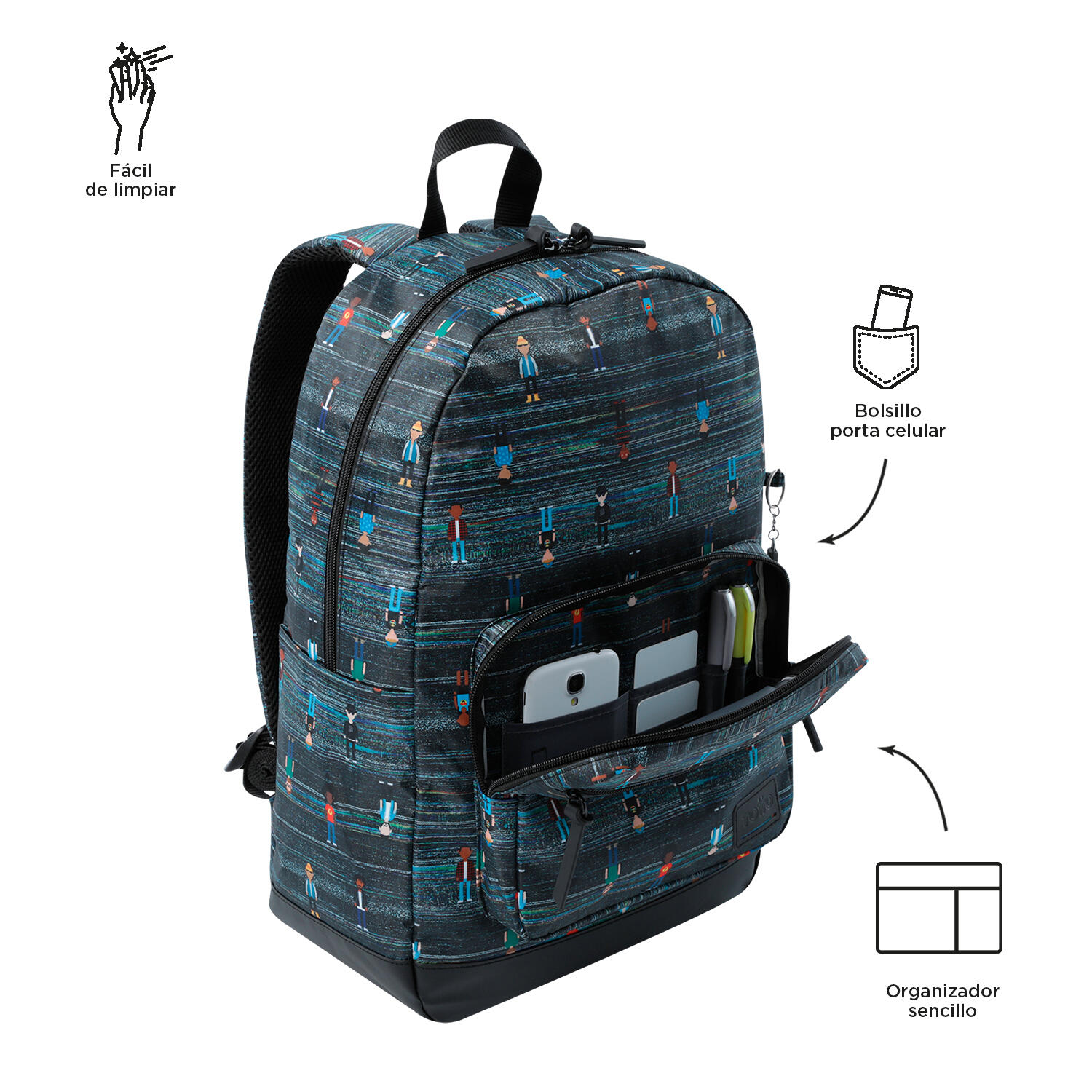 Totto Mochila urbana Tocax Many People Poliéster 30 x 44.1 x 15.5 cm 5/5