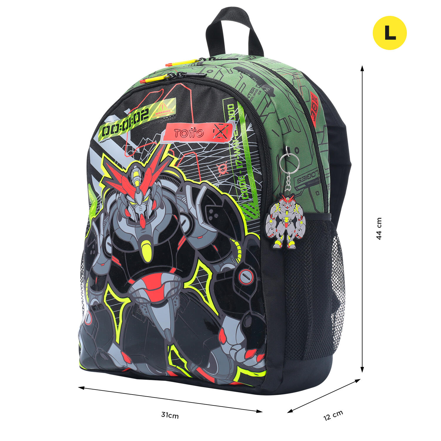 Totto Mochila infantil Argon Verde Poliéster 31.5 x 44 x 12 cm 2/5