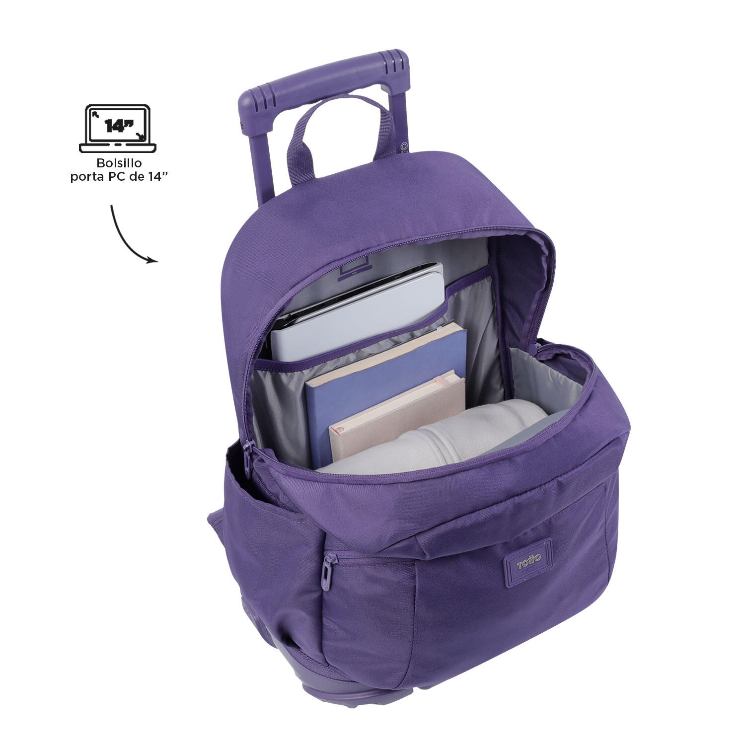 Totto Mochila escolar ruedas Trik Morado Poliéster 34 x 47 x 17 cm 5/5