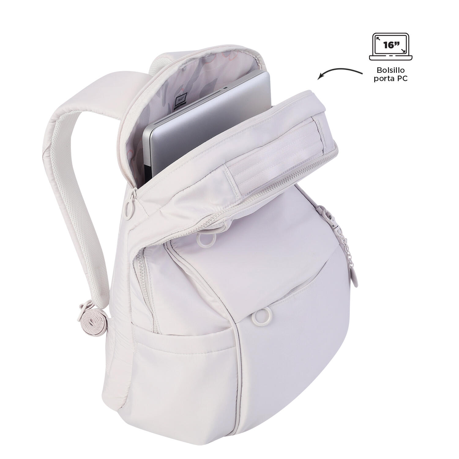 Totto Mochila ejecutiva Laila White Sand Nylon 29.5 x 45 x 18 cm 4/5