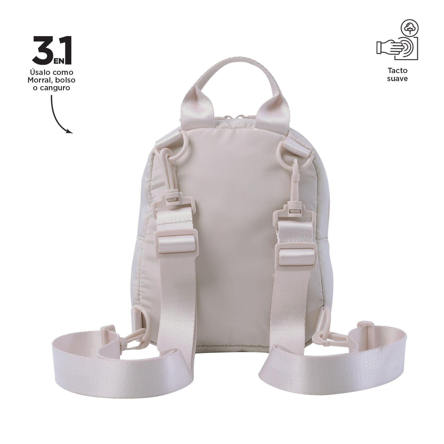 Totto Mochila urbana Yuen 2.0 White Sand Poliéster 17 x 21.5 x 9 cm 3/5
