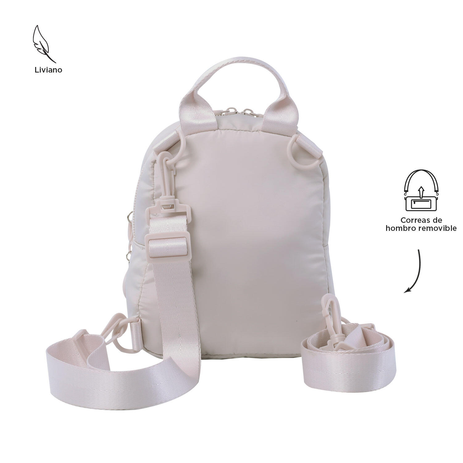 Totto Mochila urbana Yuen 2.0 White Sand Poliéster 17 x 21.5 x 9 cm 4/5