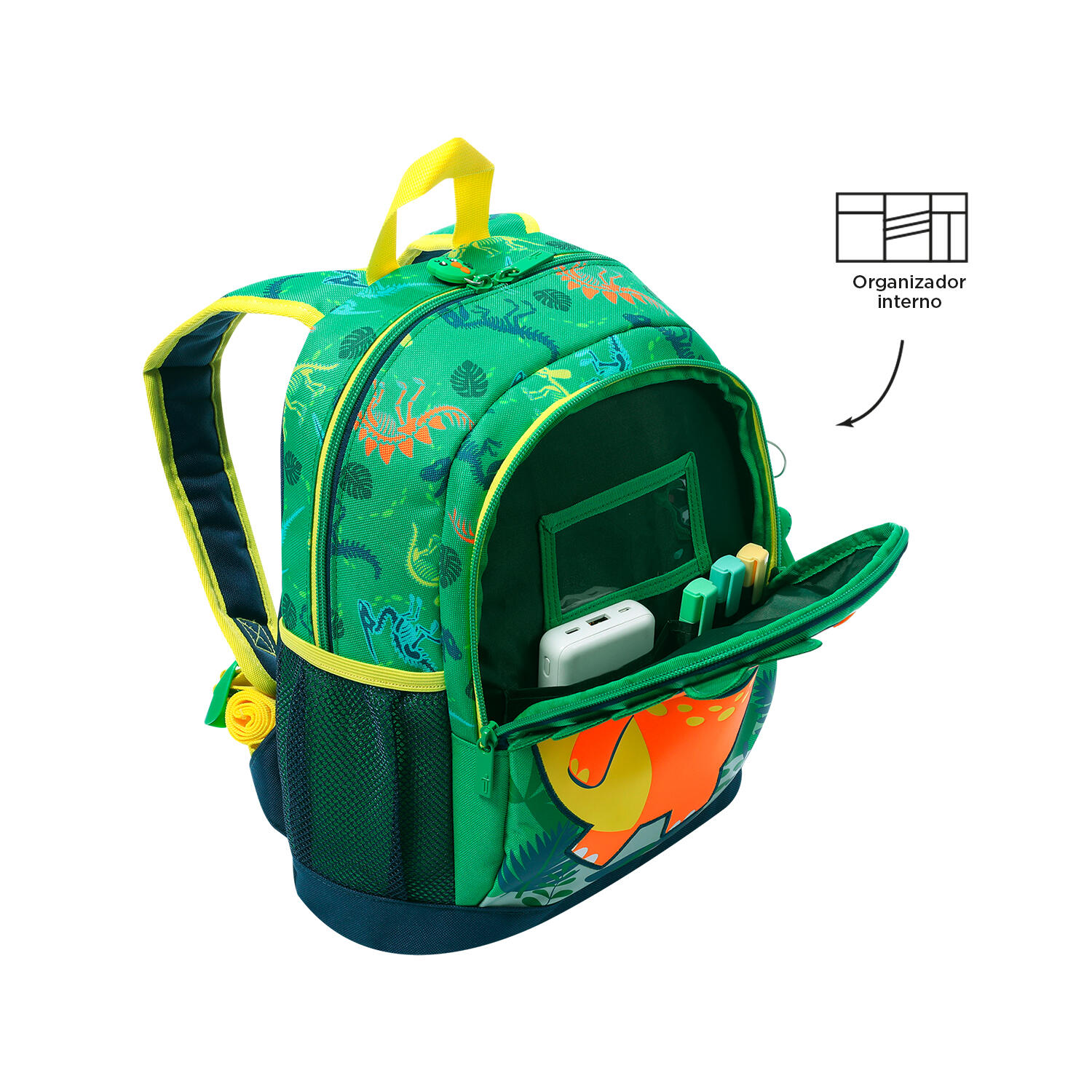 Totto Mochila Infantil Dinomax Verde Poliéster 35 x 28.5 x 11 cm 4/5