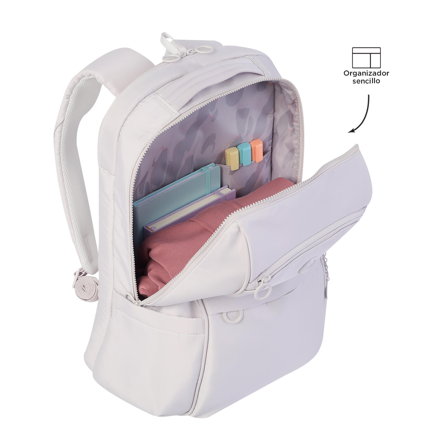 Totto Mochila ejecutiva Laila White Sand Nylon 29.5 x 45 x 18 cm 5/5