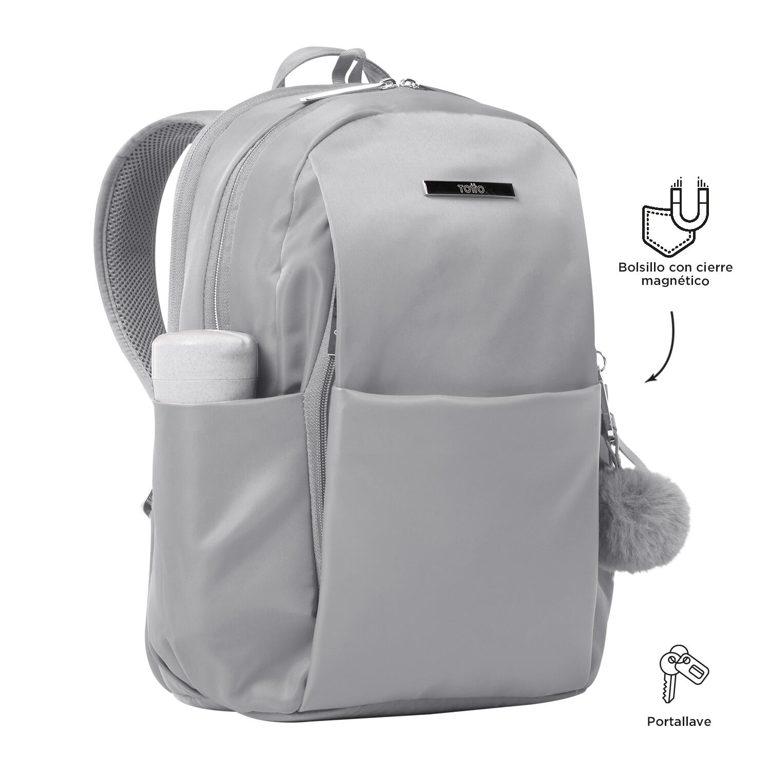 Totto Mochila ejecutiva Adelaide 1 Silver Poliéster 28 x 40 x 18 cm 5/5