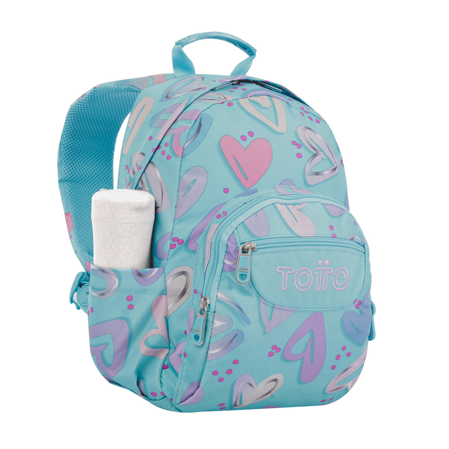 Totto Mochila escolar Tempera Corazones pintados Poliéster 27 x36.5 x12 cm 4/5