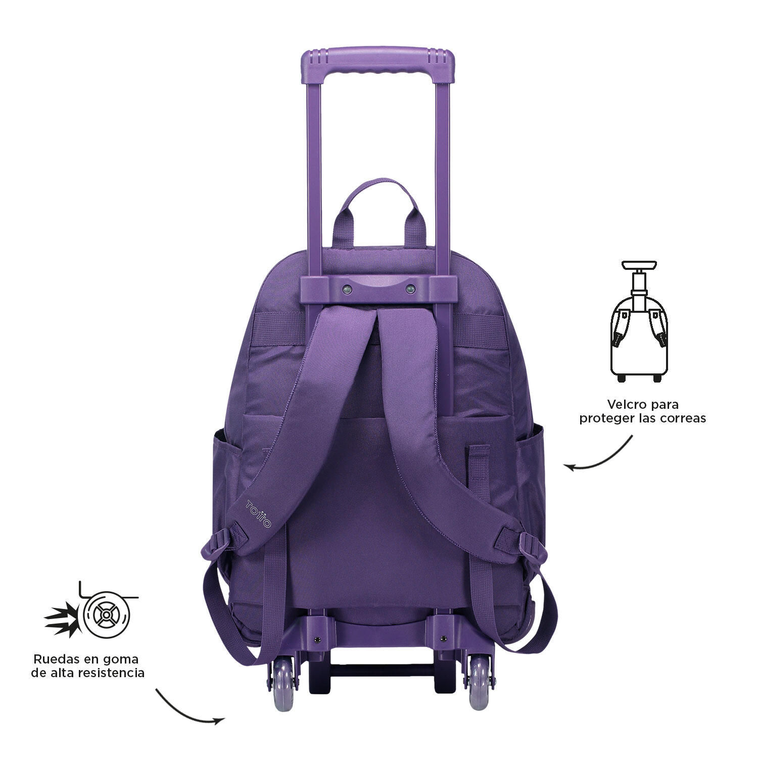 Totto Mochila escolar ruedas Trik Morado Poliéster 34 x 47 x 17 cm 4/5