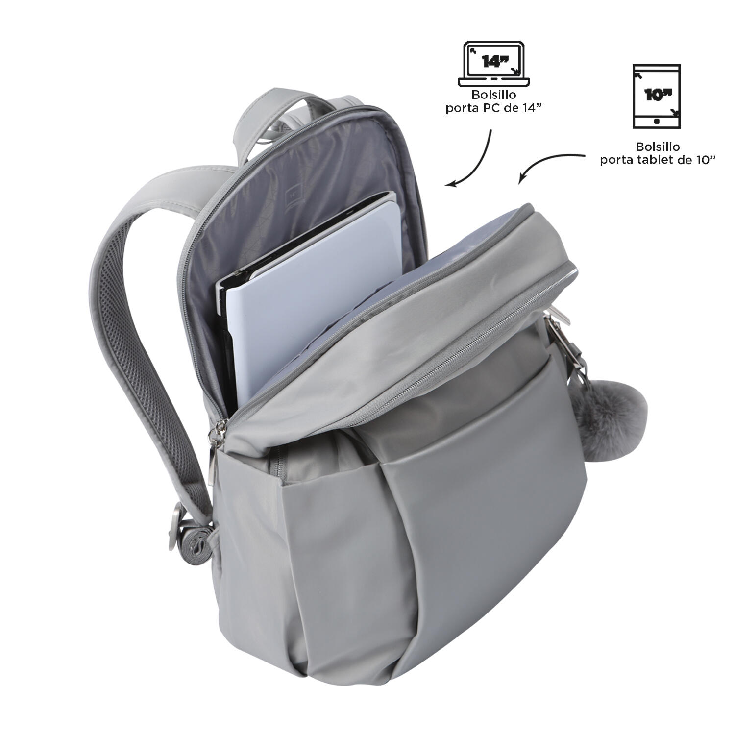 Totto Mochila ejecutiva Adelaide 1 Silver Poliéster 28 x 40 x 18 cm 4/5