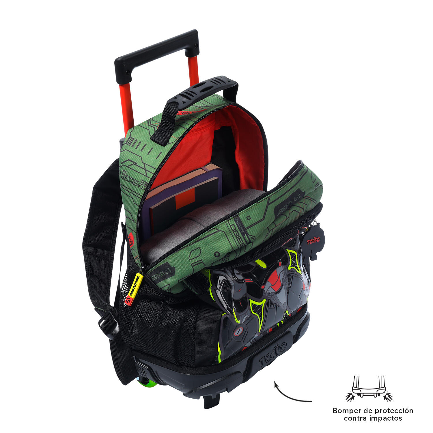 Totto Mochila infantil ruedas Argon Verde Poliéster 28.5 x 41 x 12.5 cm 4/5