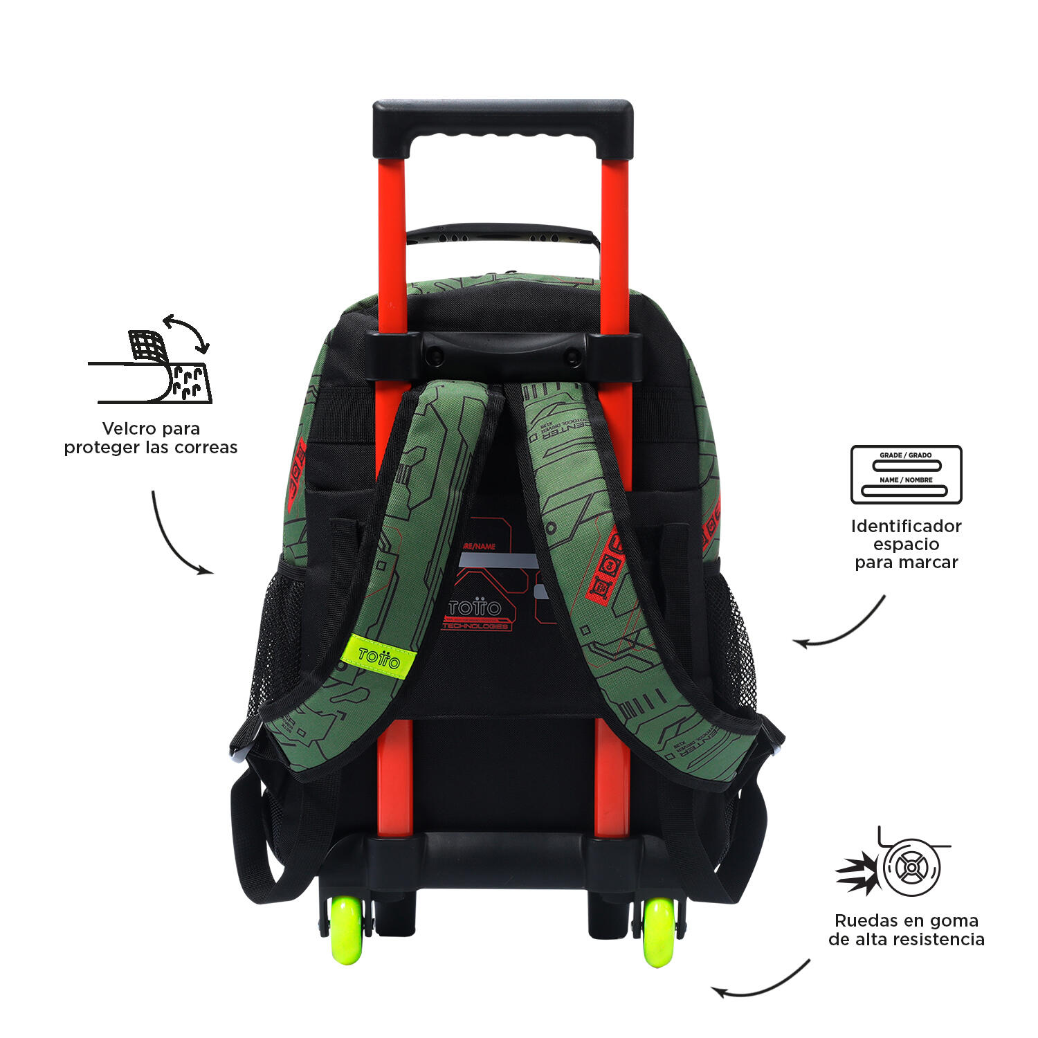 Totto Mochila infantil ruedas Argon Verde Poliéster 28.5 x 41 x 12.5 cm 3/5