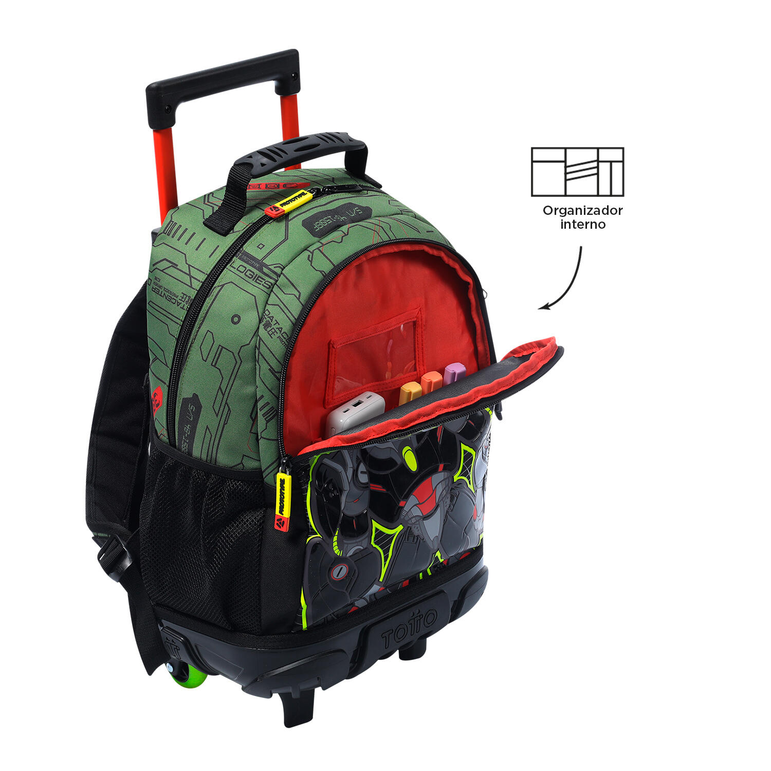 Totto Mochila infantil ruedas Argon Verde Poliéster 28.5 x 41 x 12.5 cm 5/5