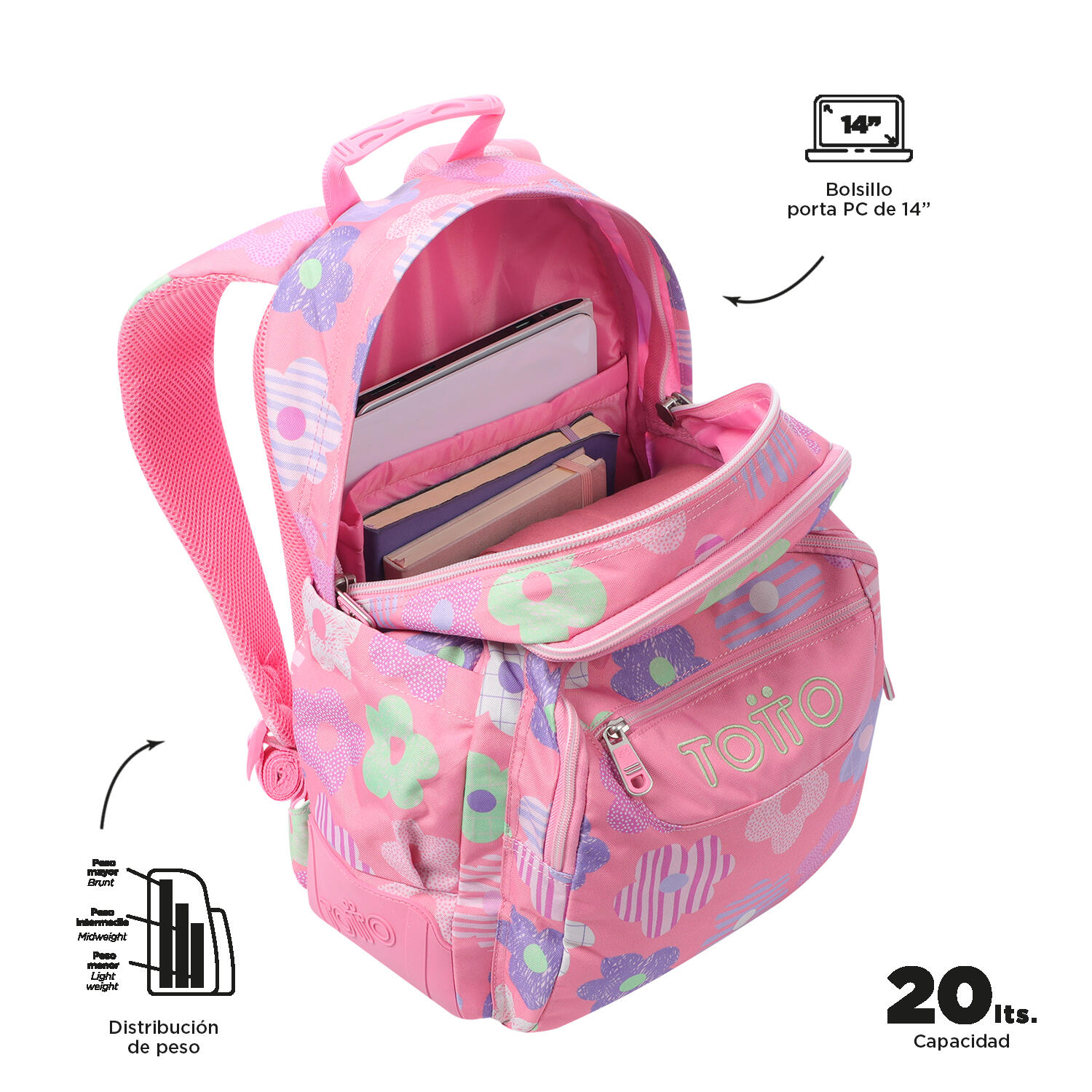 Totto Mochila escolar Rayol Margaly Poliéster 33 x44 x13.5 cm 4/5