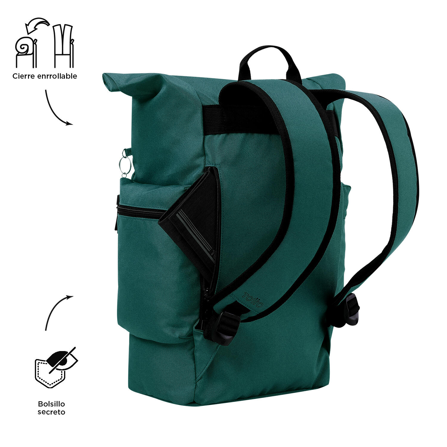 Totto Mochila viaje Ray Bistro Green Poliéster 24 x 39.5 x 16 cm 5/5