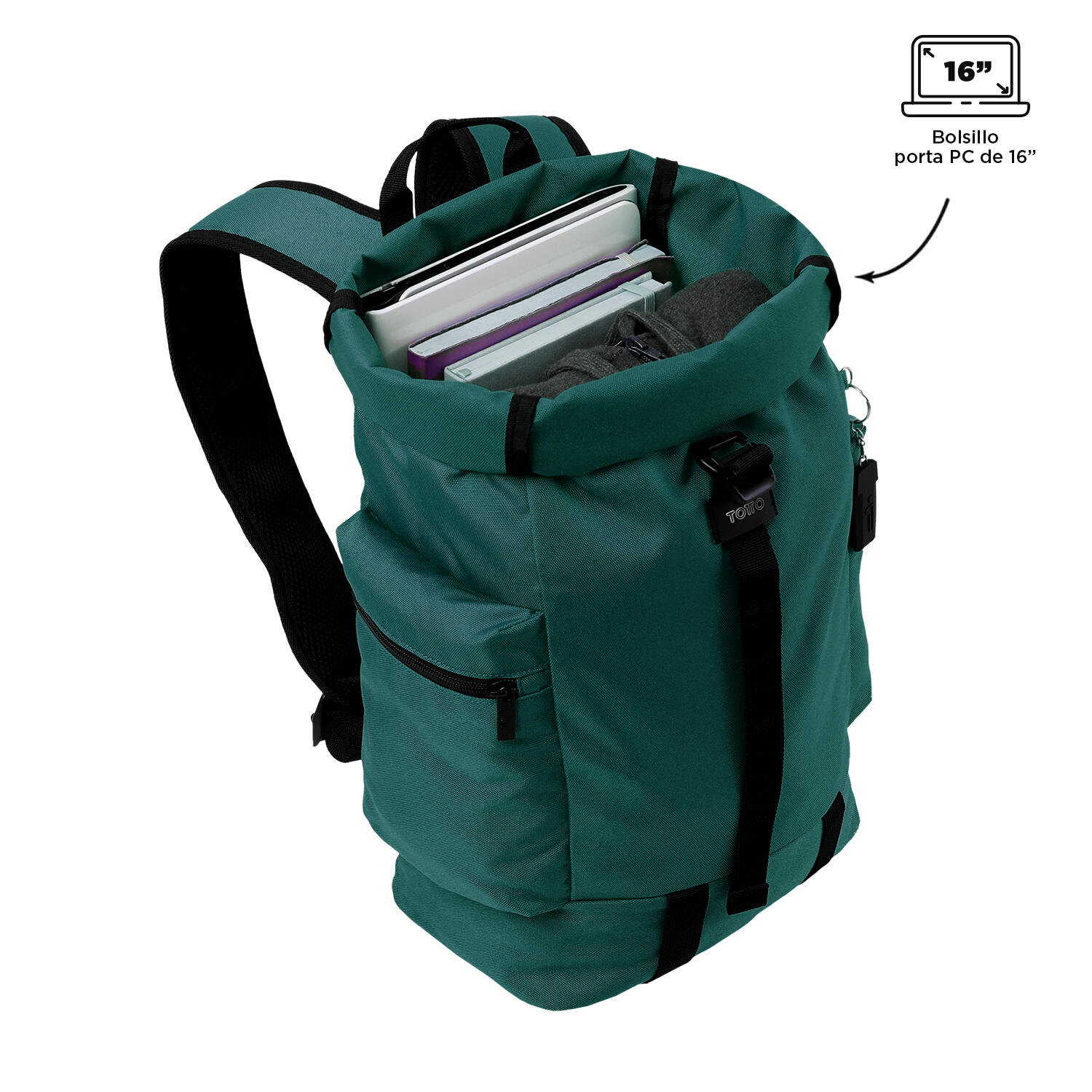 Totto Mochila viaje Ray Bistro Green Poliéster 24 x 39.5 x 16 cm 4/5