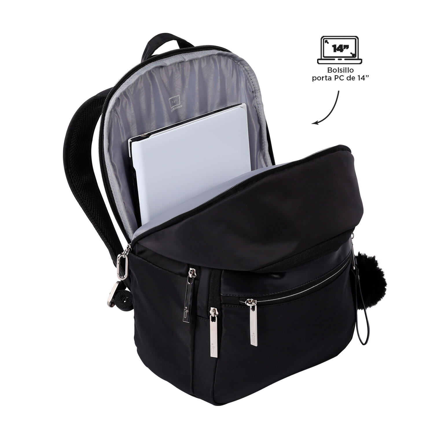 Totto  Mochila Adelaide 3 - Negro Negro Pequeño 5/5