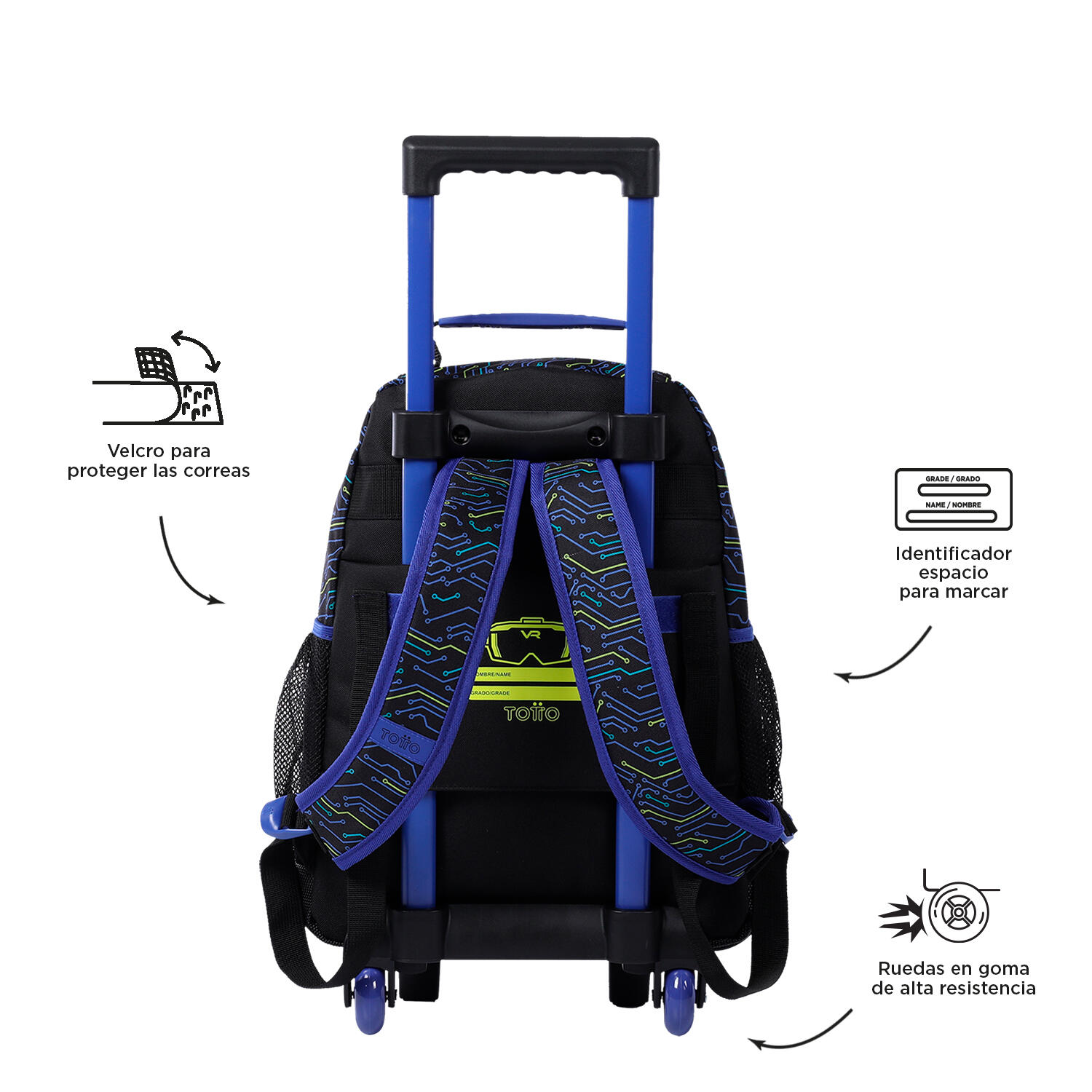 Totto Mochila infantil ruedas Mettaverse Azul Poliéster 30 x 41 x 17 cm 3/4