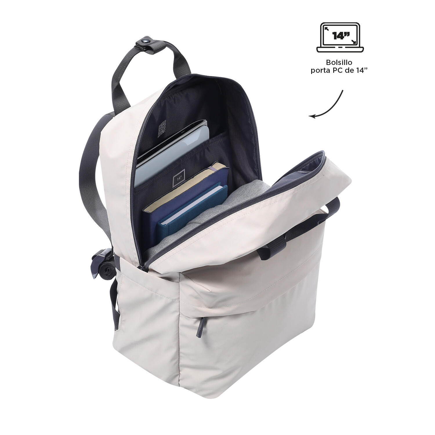 Totto Mochila urbana Billy White Sand Poliéster 28 x41.5 x12 cm 4/5