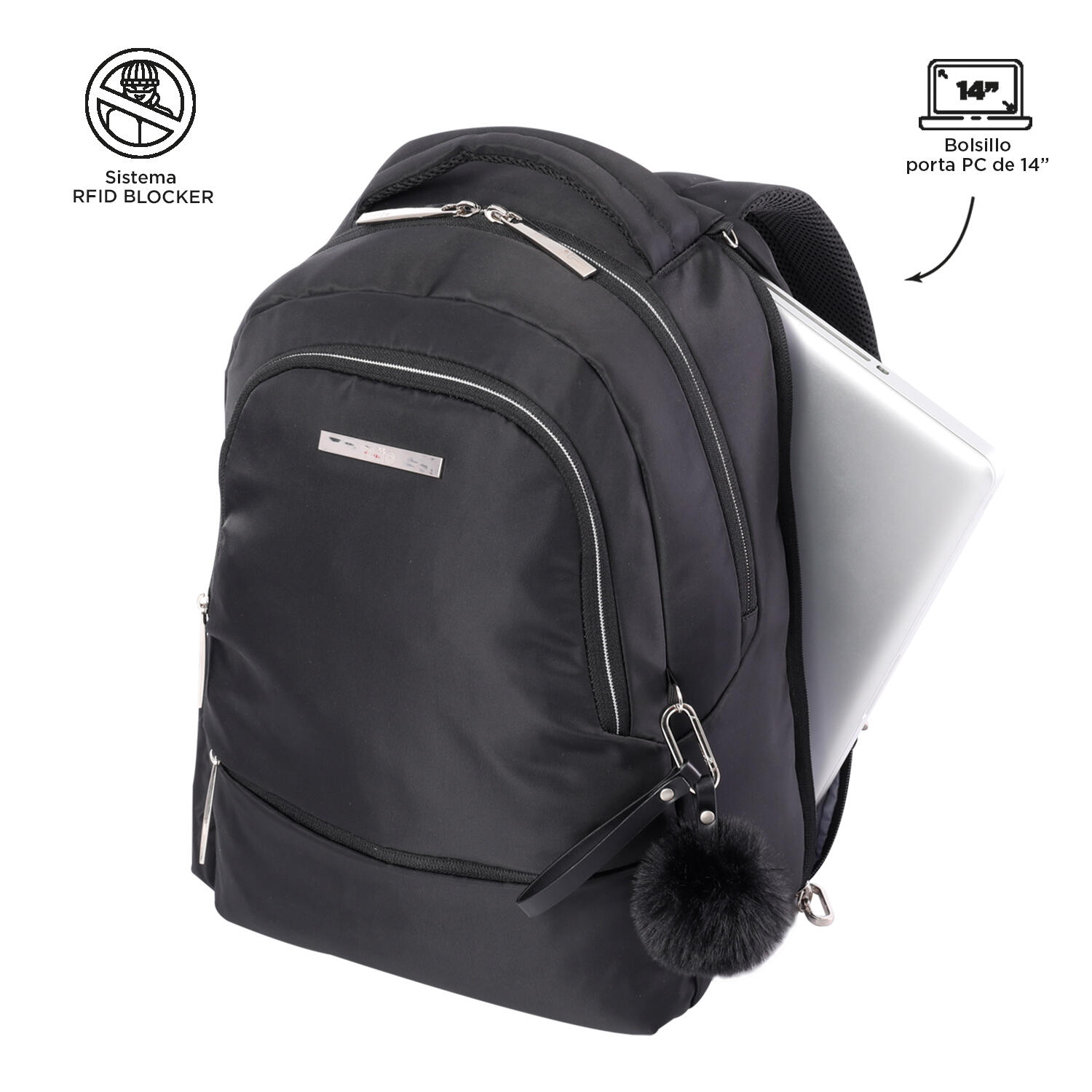 Totto Mochila ejecutiva Adelaide Negro Poliéster 30 x 42 x 14 cm 4/5