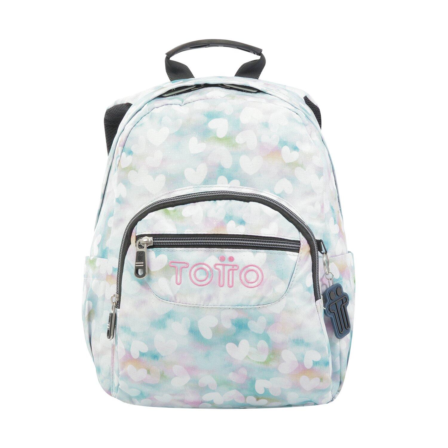 TOTTO Totto  Mochila Tempera - Corazones pastel Blanco Pequeño