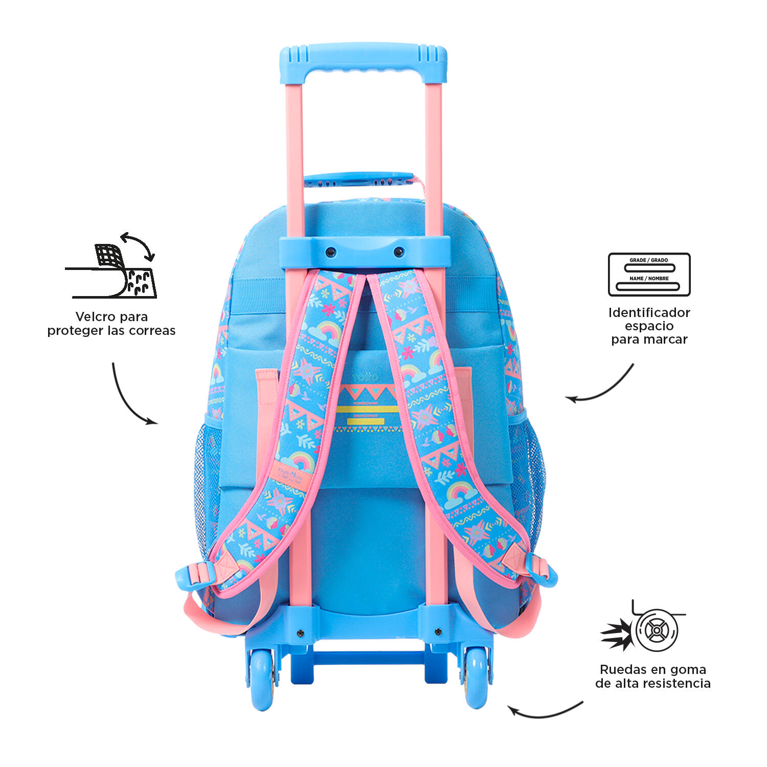 Totto Mochila infantil ruedas Llama Azul Poliéster 33 x 47.5 x 16 cm 3/5