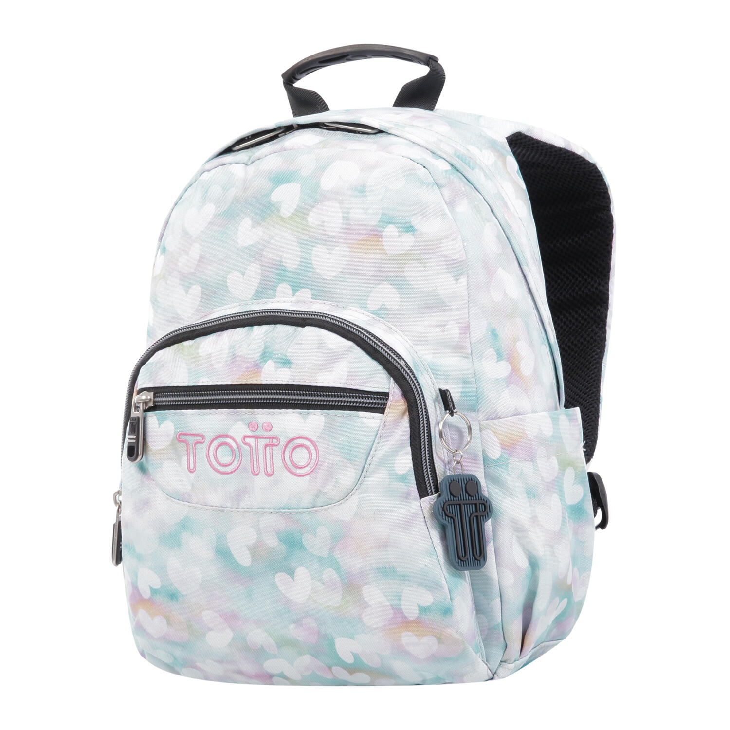Totto  Mochila Tempera - Corazones pastel Blanco Pequeño 2/5
