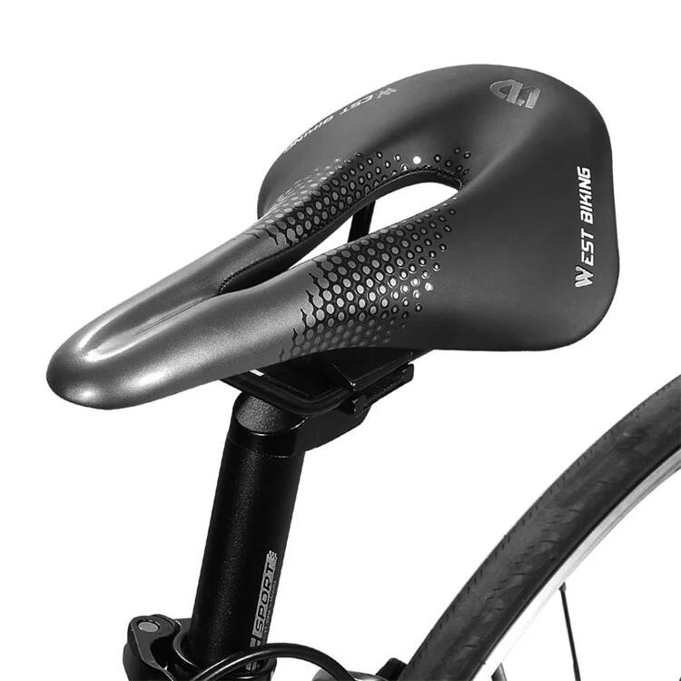 WEST BIKING Comoda sella in PU con ammortizzatore confortevole - Nero / Argento