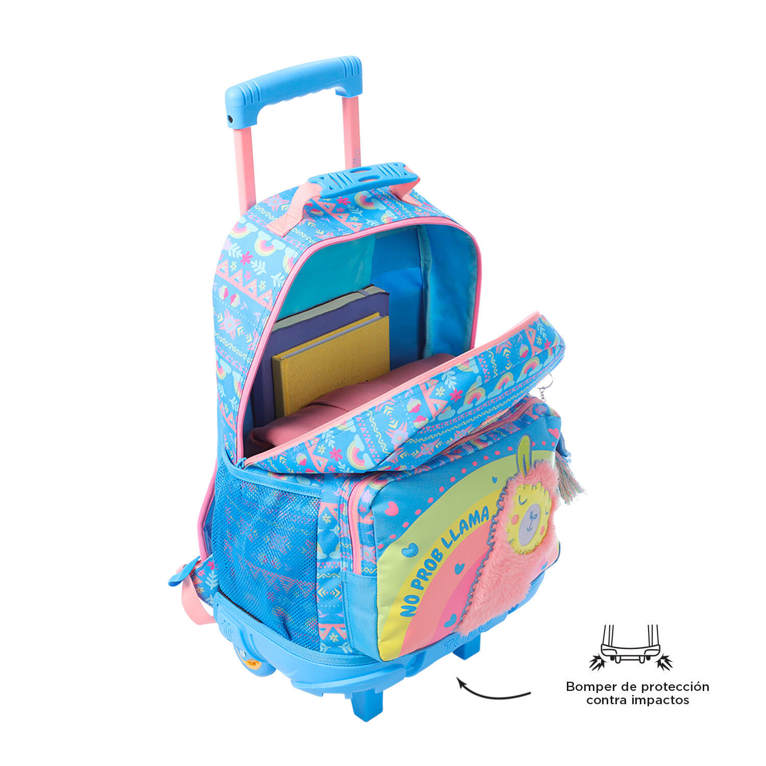 Totto Mochila infantil ruedas Llama Azul Poliéster 33 x 47.5 x 16 cm 4/5