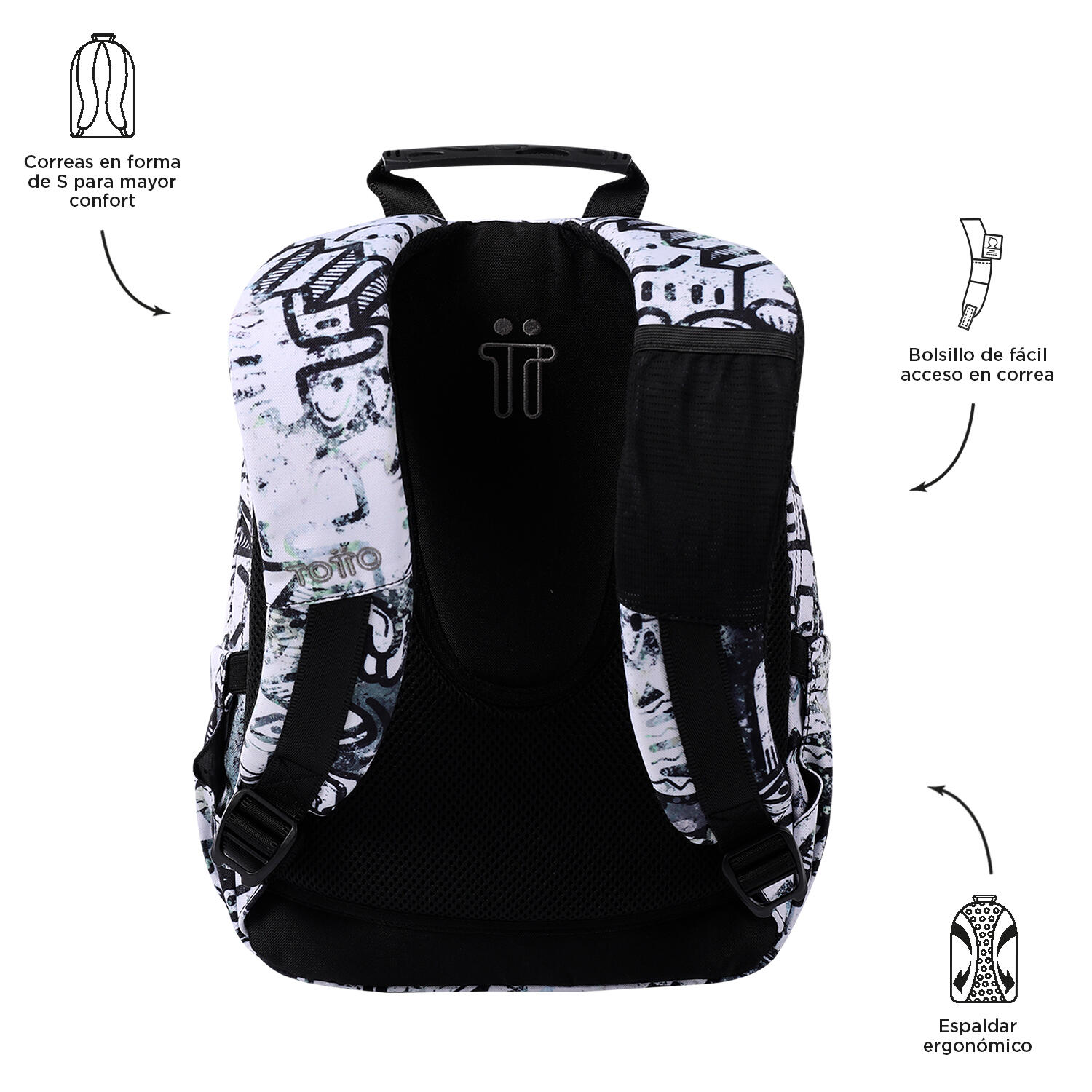 Totto Mochila escolar Tempera Klin Poliéster reciclado 27 x 36.5 x 12 cm 3/5