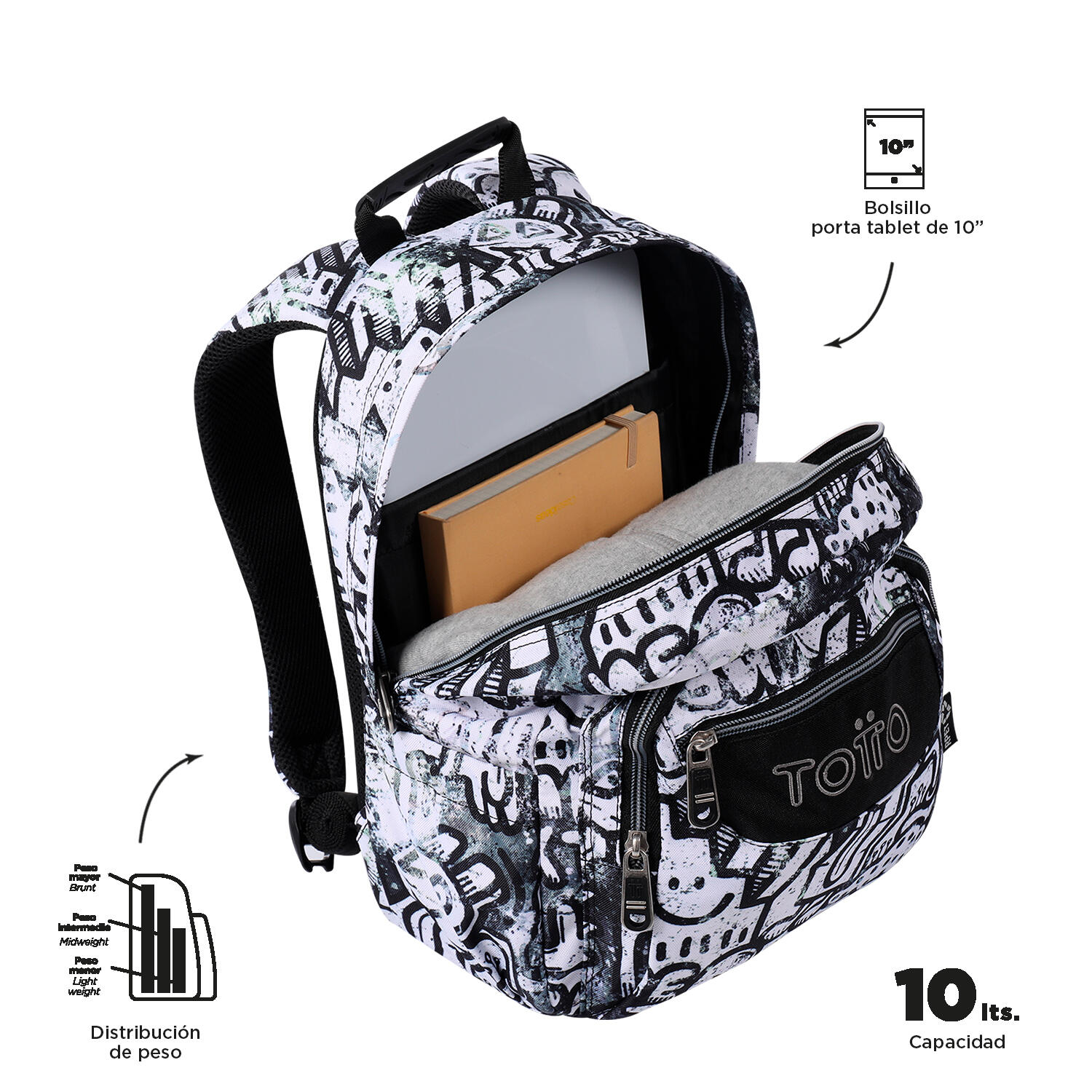 Totto Mochila escolar Tempera Klin Poliéster reciclado 27 x 36.5 x 12 cm 4/5