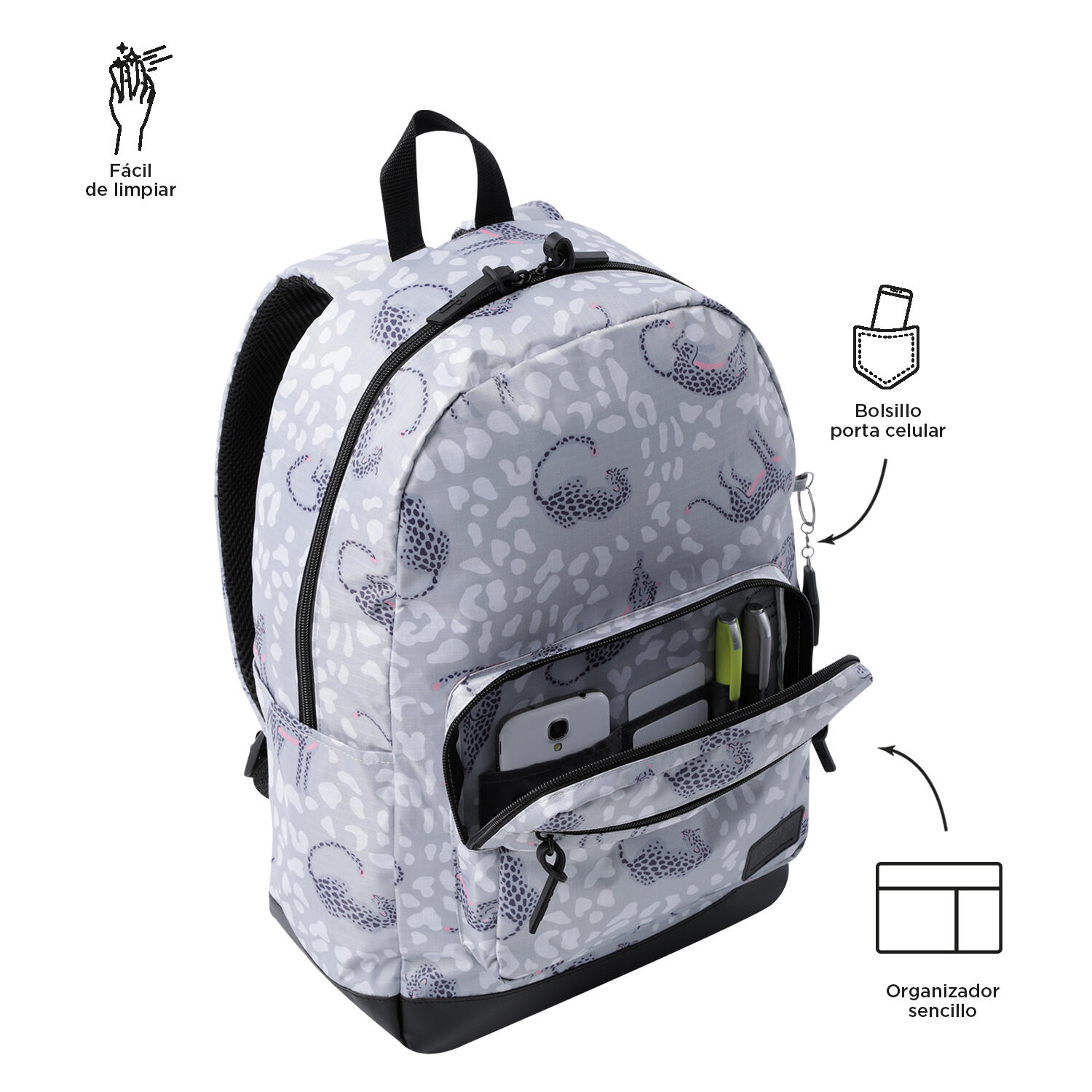 Totto Mochila urbana Tocax Jaguaru Poliéster 30 x 44.1 x 15.5 cm 5/5