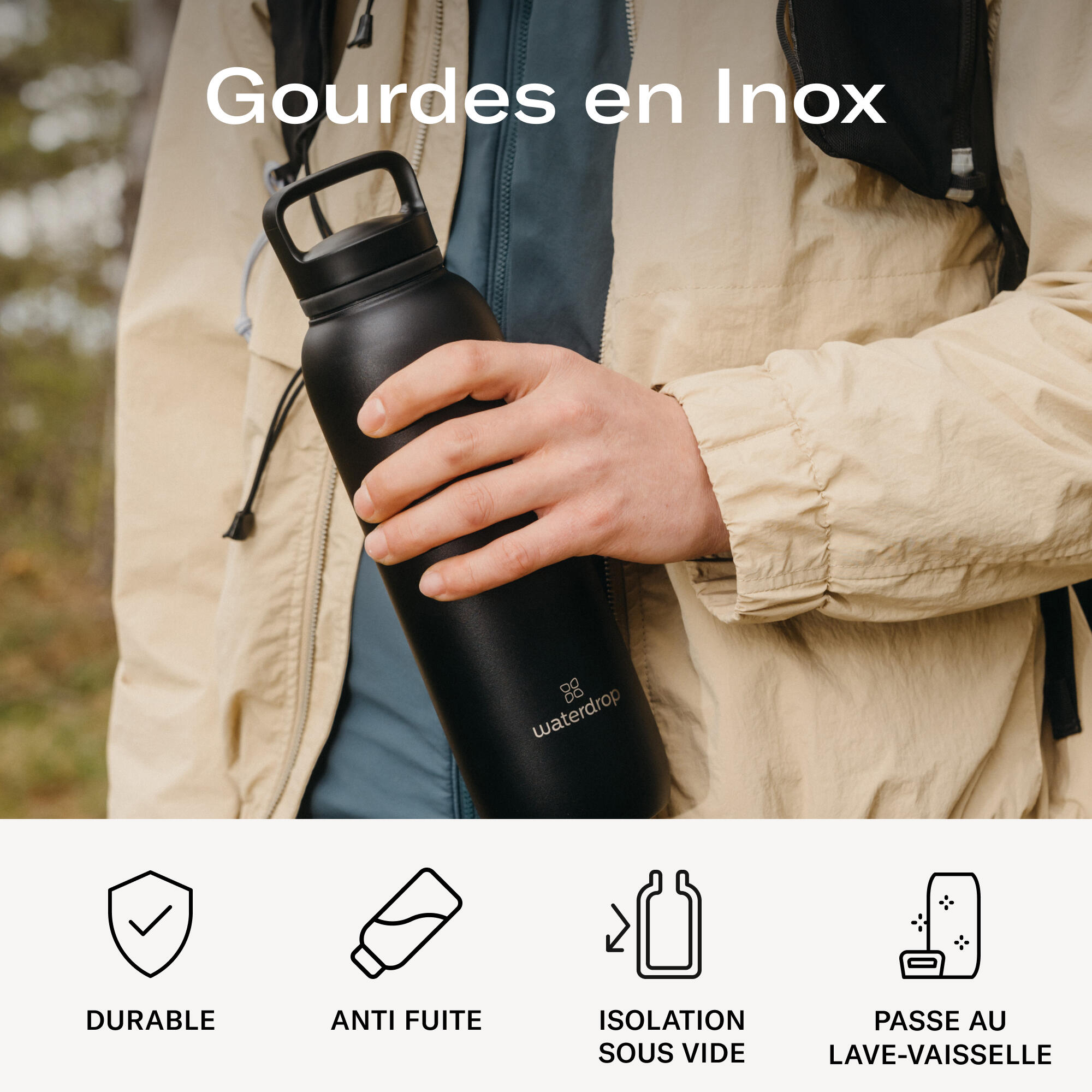 waterdrop Gourde Thermo - Noir Mat - 1L 3/6