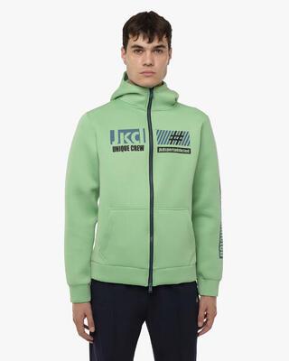 Absinthgrünes Herren-Sweatshirt aus synthetischem Material für Fitness