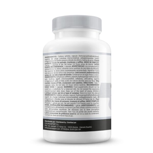 Kofeina bezwodna 200 mg - 120 kapsułek roślinnych MASMUSCULO