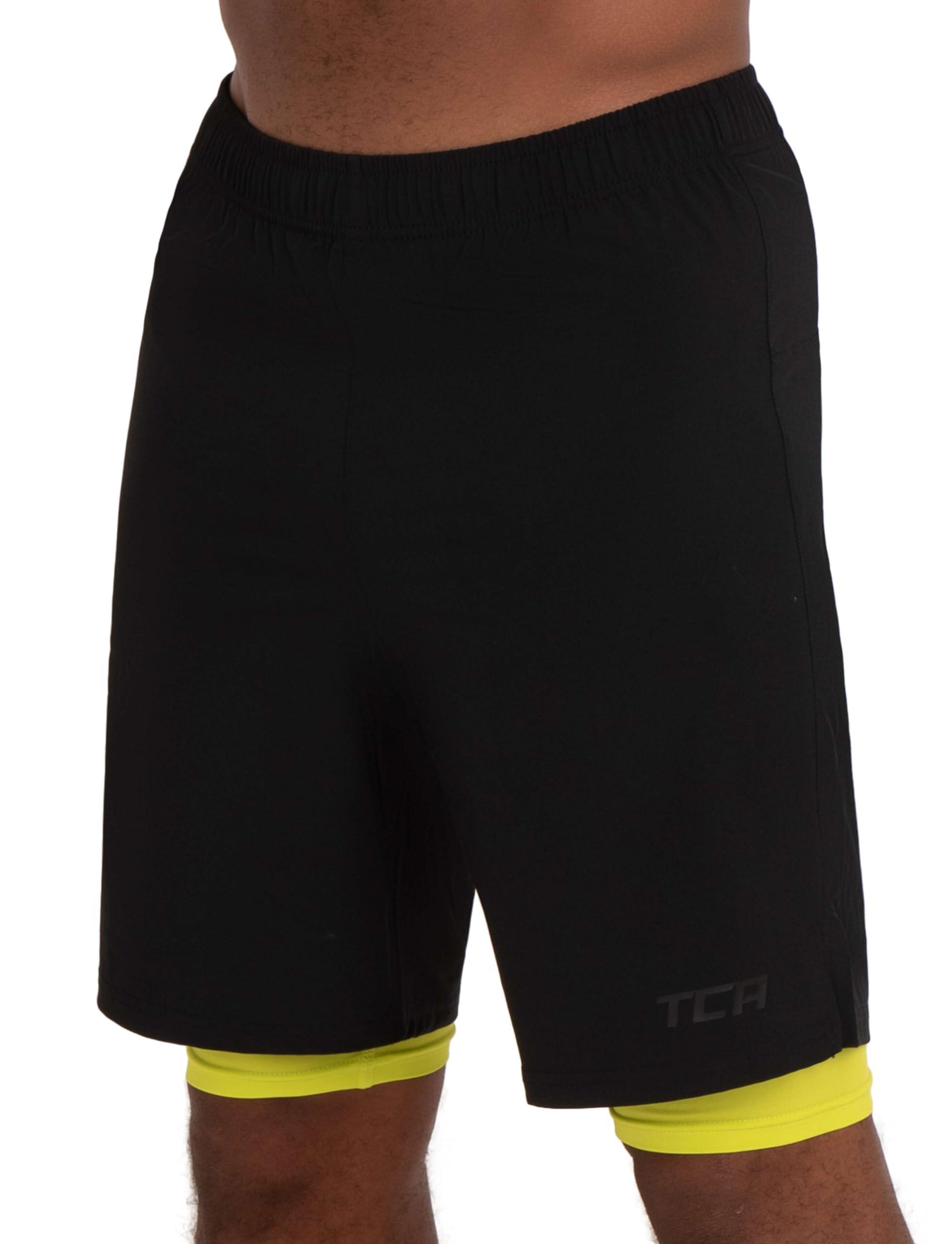 TCA Ultra Sporthose Herren kurz 2 in 1 mit Tasche - Kurze Sport Shorts